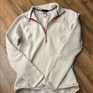 Patagonia Creamy White and Red Quarter-Zip Fleece